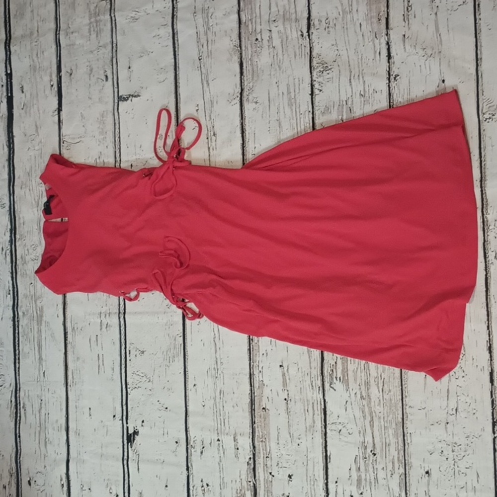 T Tahari Red Silver Grommet Side Lace Sheath Dress XS